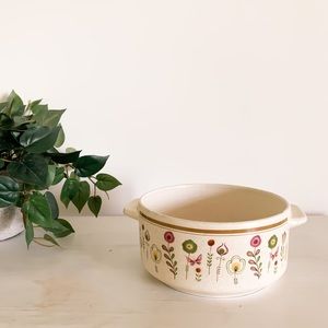 whimsical floral temper ware dish